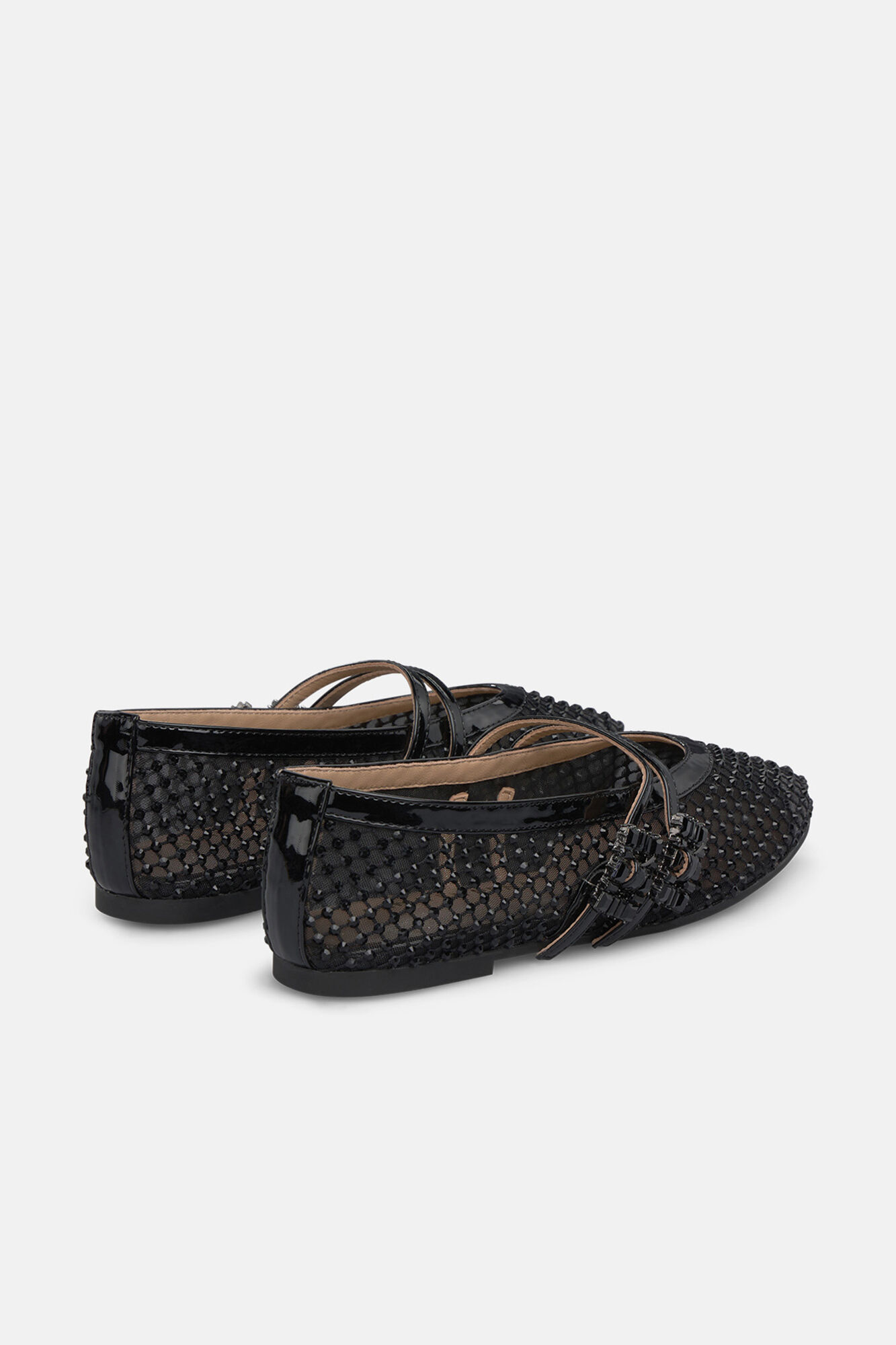 Alma en Pena Dan&ccedil;arina de rede com fivelas Preto