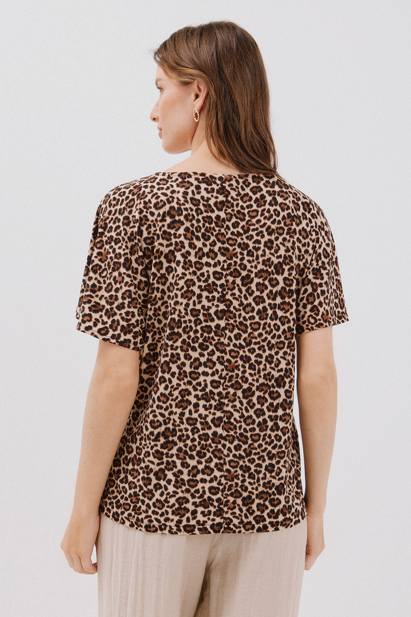 Cortefiel Essential fluid T-shirt Printed brown