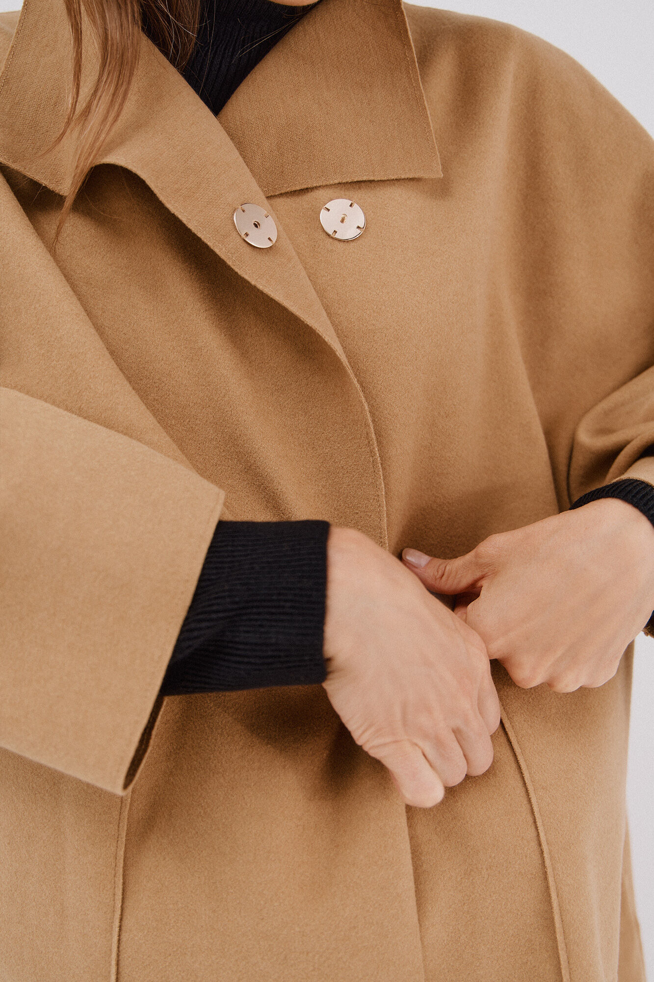 Cortefiel Cape coat with light fabric Beige