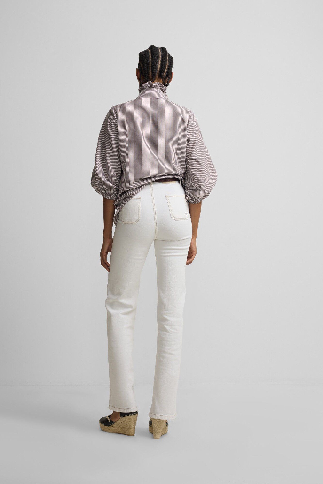 Silbon Cal&ccedil;as com fivelas em denim Branco