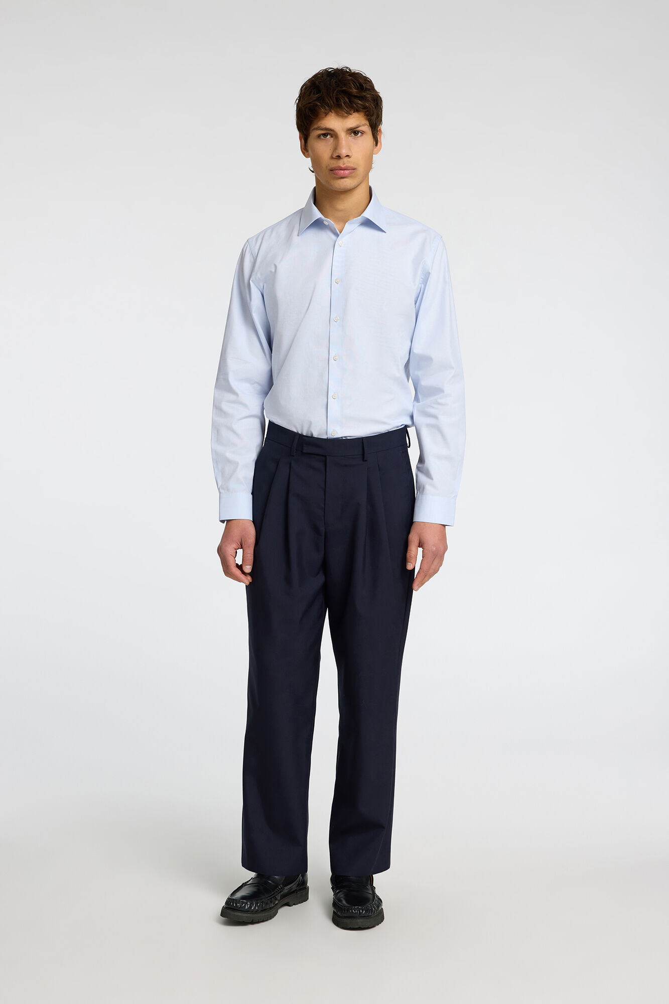 Selected Camisa de manga comprida elegante 100% algod&atilde;o