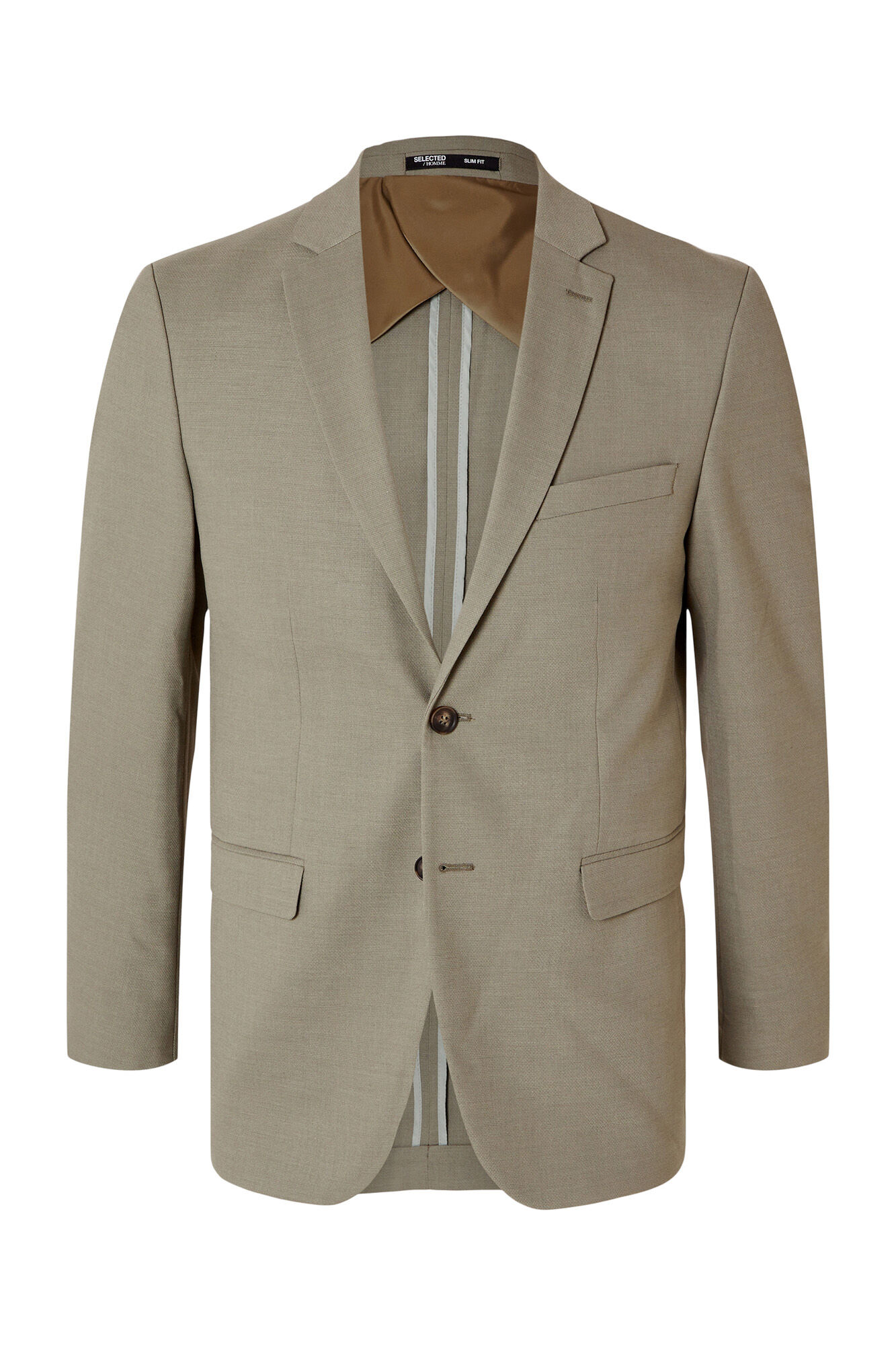 Selected Slim fit suit jacket made with wool Beige