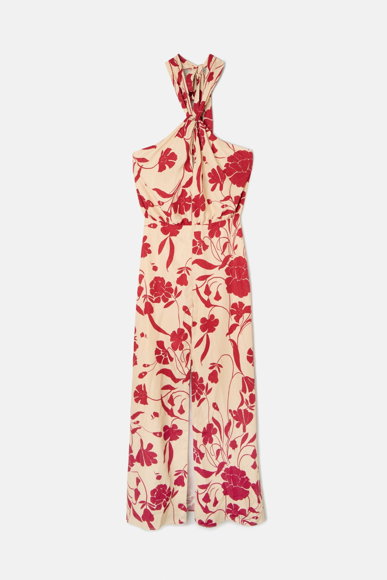 Silbon Vestido gola halter com estampado floral Vermelho