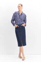 Cortefiel Camisa pliegue estampada Printed blue