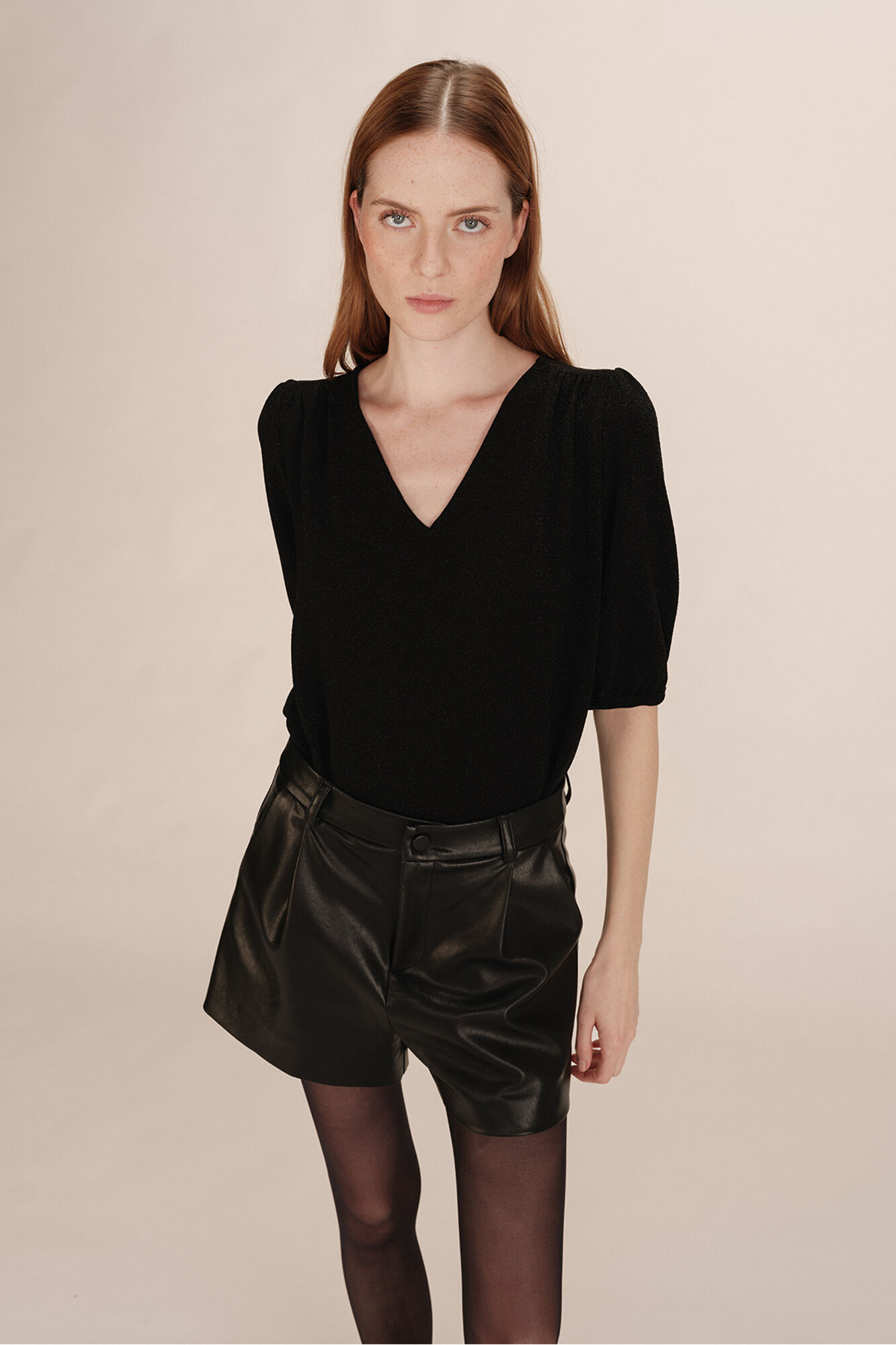 Grace & Mila Top largo de lurex  Preto