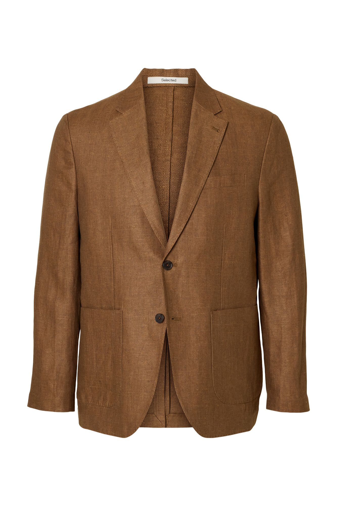 Selected Casaco de linho com aba Castanho