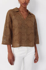 Cortefiel Embroidered rustic polo shirt Kaki