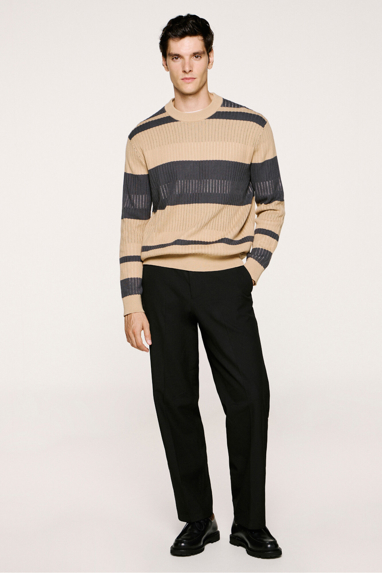 Selected Camisola riscas canelada 100% algod&atilde;o org&acirc;nico. 