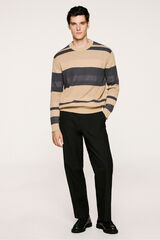 Selected Jersey rib rayas 100% algodón orgánico. Beige