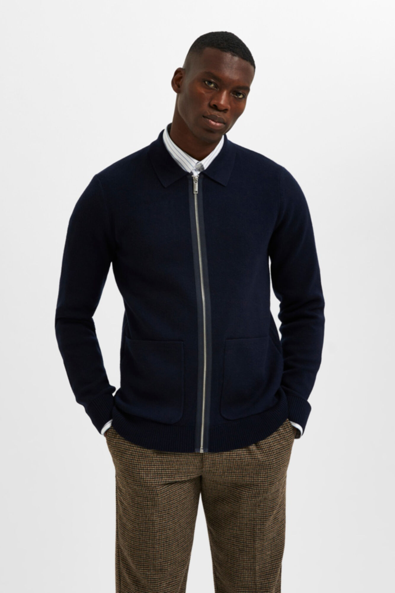 Selected Zipped cardigan Grey