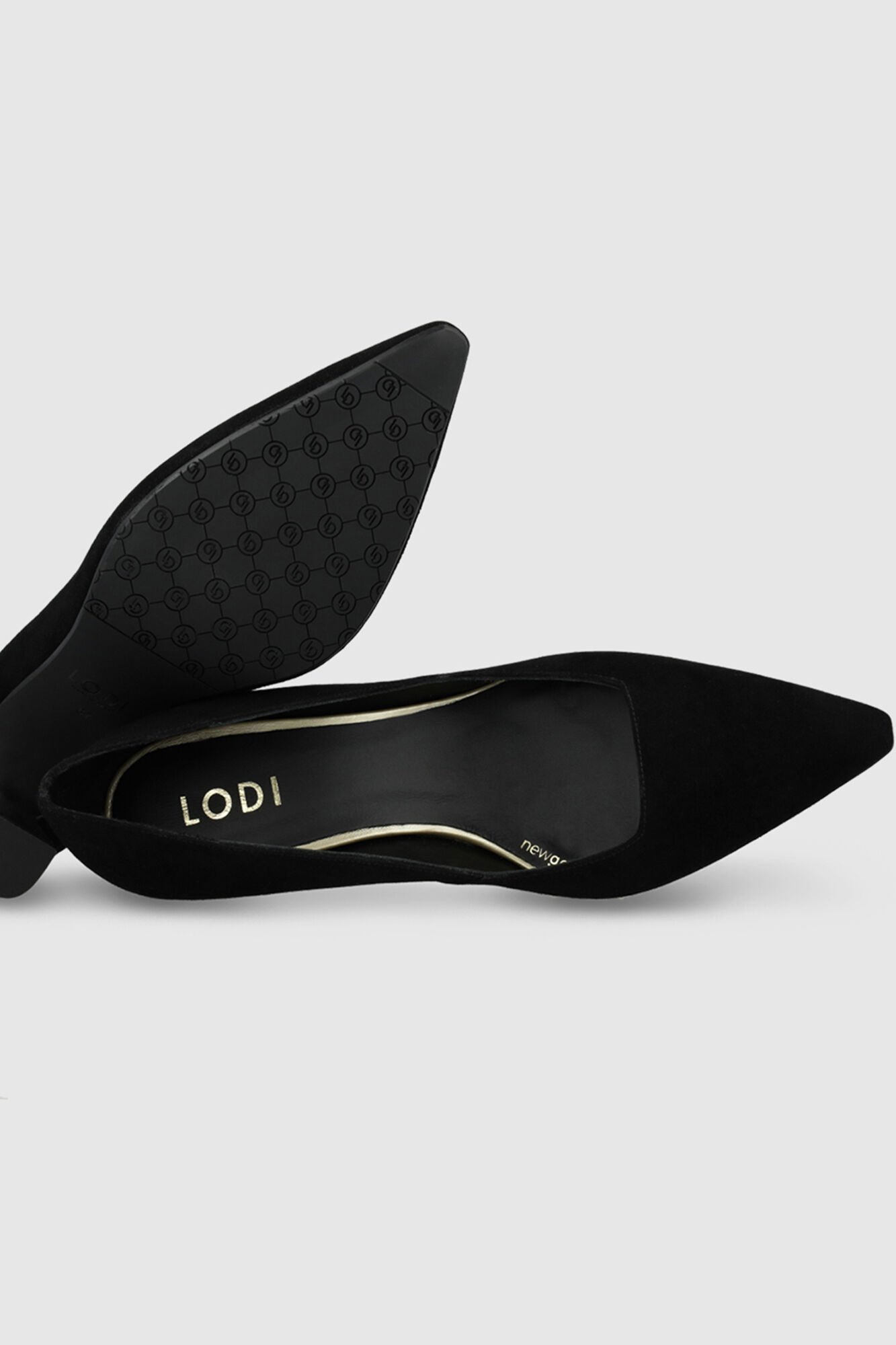 Lodi Sapatos de camur&ccedil;a com decote quadrado Preto