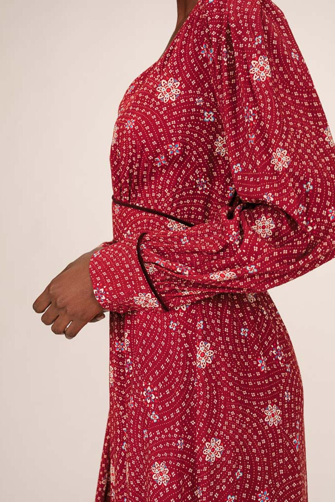 Grace & Mila Vestido longo com decote em V e estampado floral Vermelho