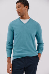 Cortefiel Cotton/cashmere V-neck jumper Blue