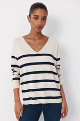 Cortefiel Jersey escote pico Estampado blanco