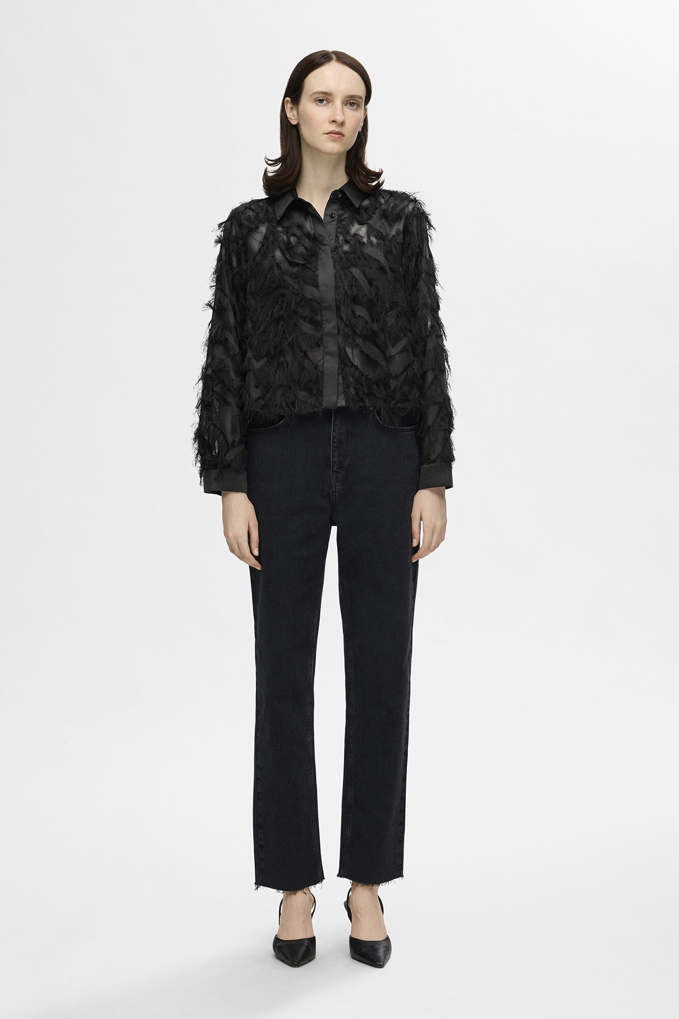 Selected Femme Camisa fofa de manga comprida . Preto