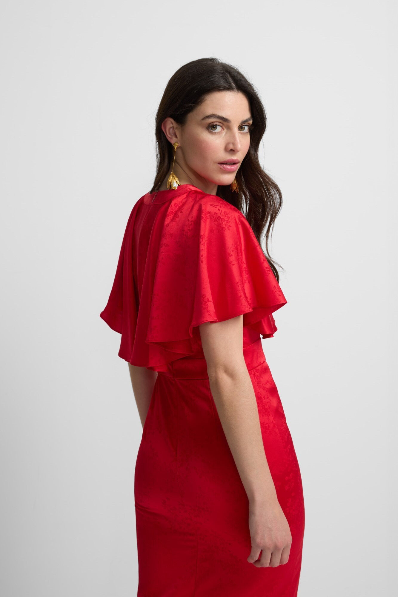 Silbon Vestido capa jacquard cole&ccedil;&atilde;o evento Vermelho