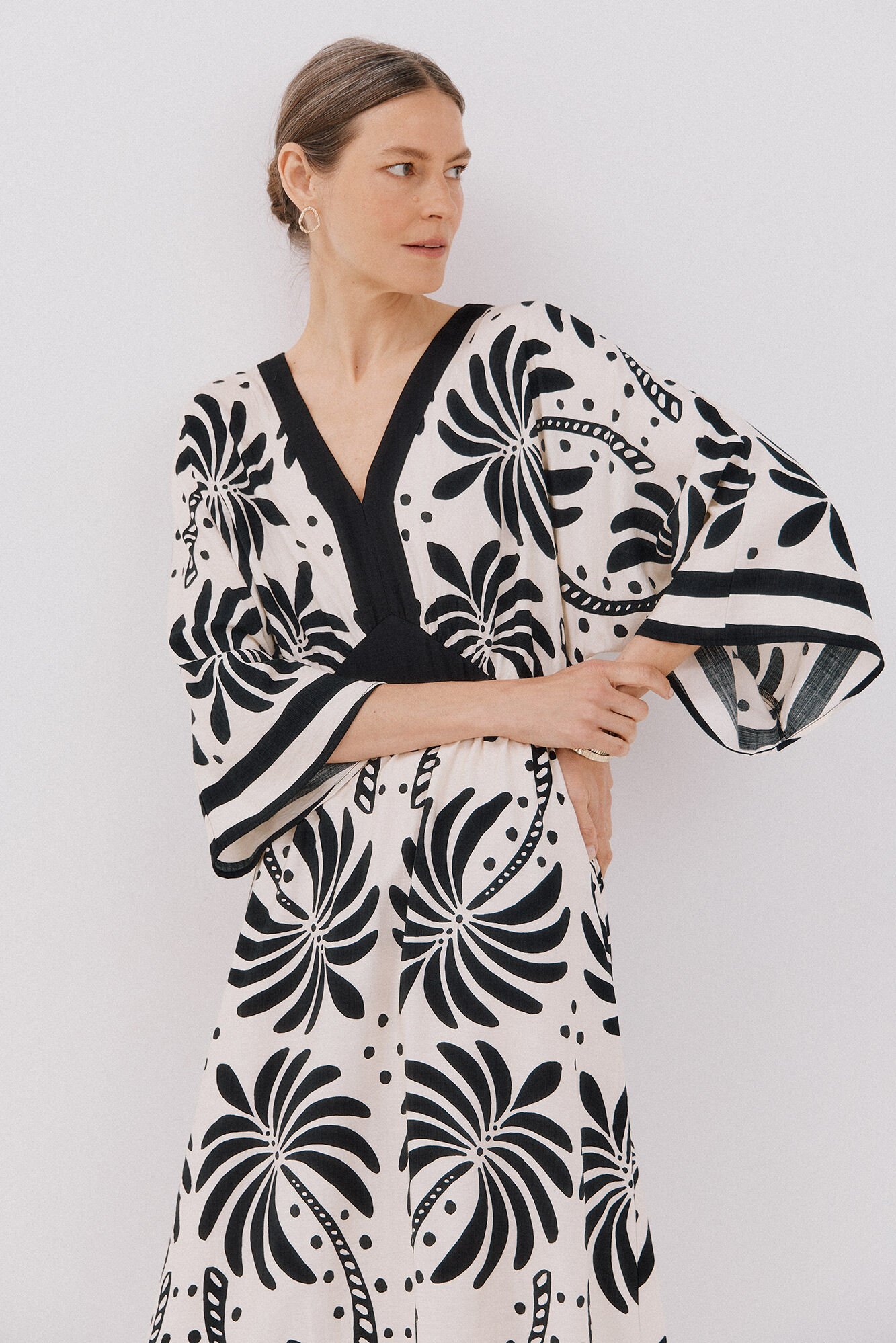 Cortefiel Long printed dress Multicolour