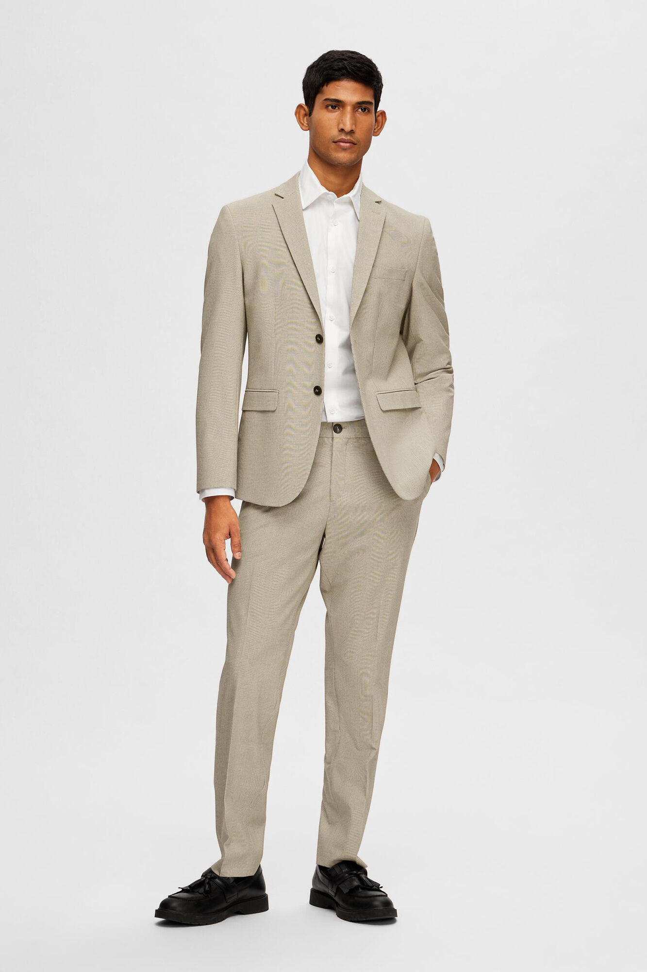 Selected Blazer de xadrez Slim Fit confecionado com materiais reciclados