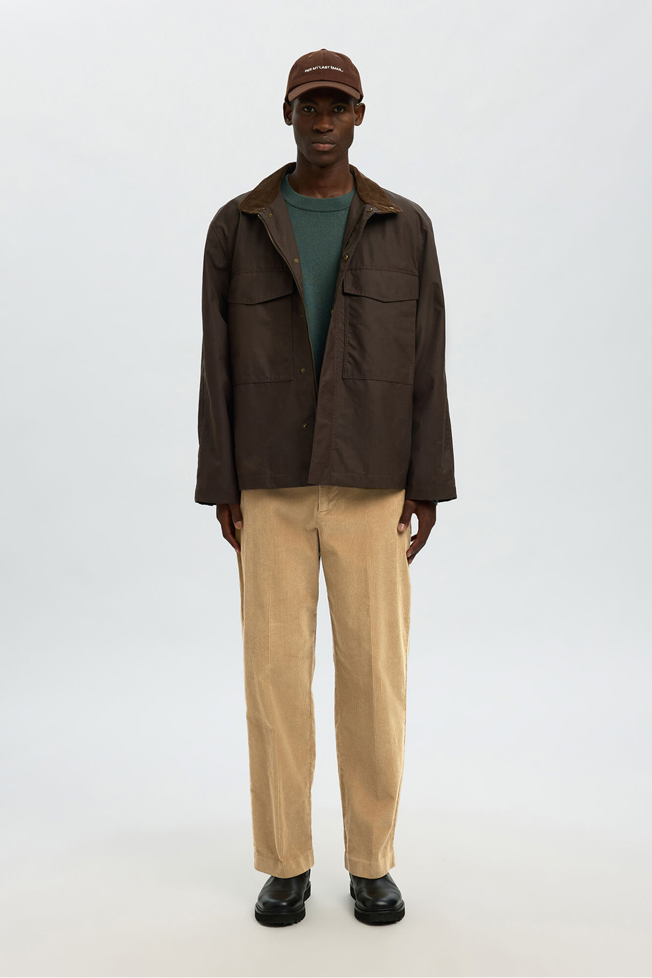 Selected Cal&ccedil;a de veludo cotel&ecirc; com caimento relaxado  Castanho