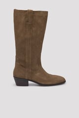 Cortefiel Leather cowboy boot Brown