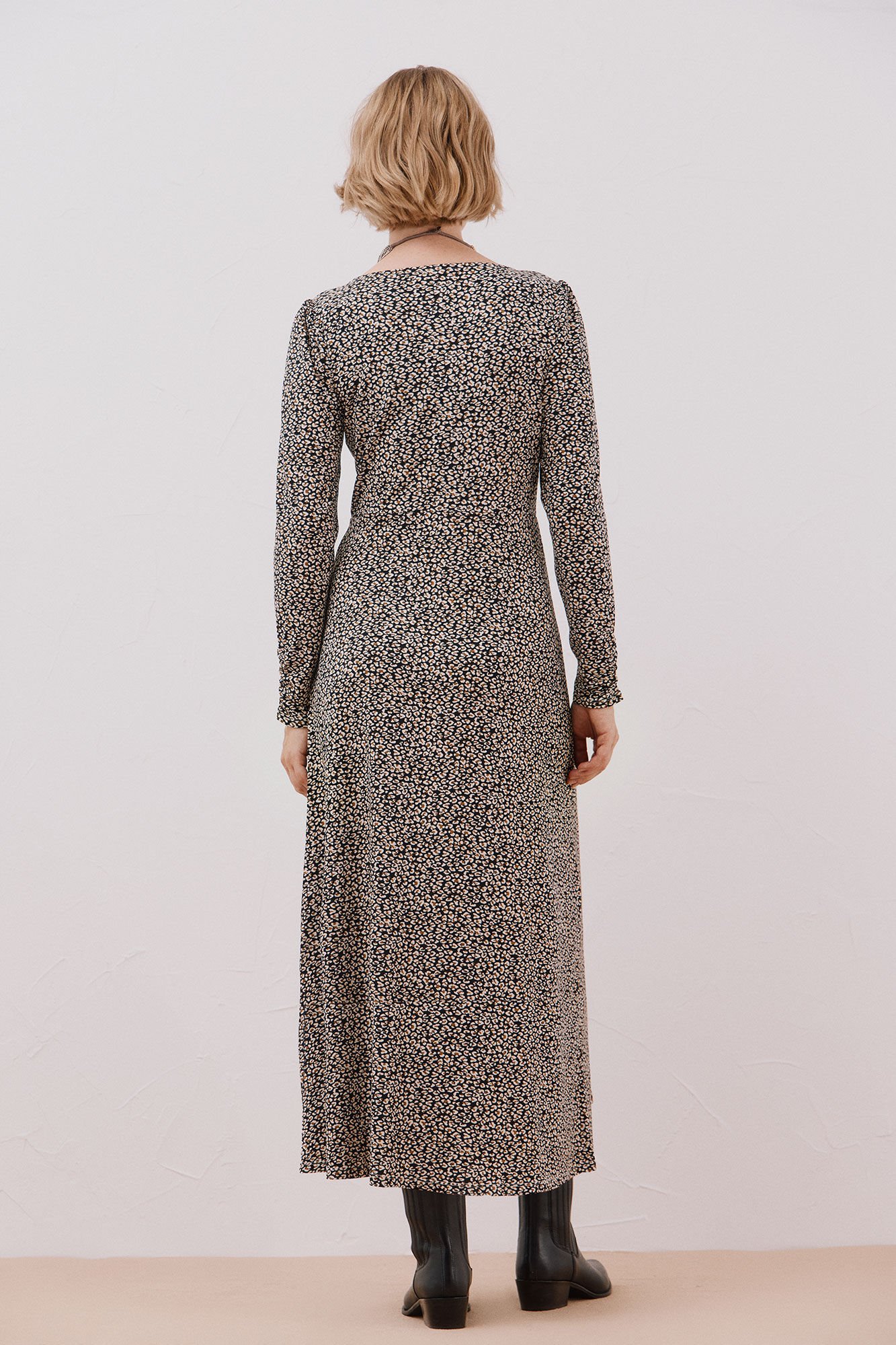Cortefiel Gathered chest dress Printed grey