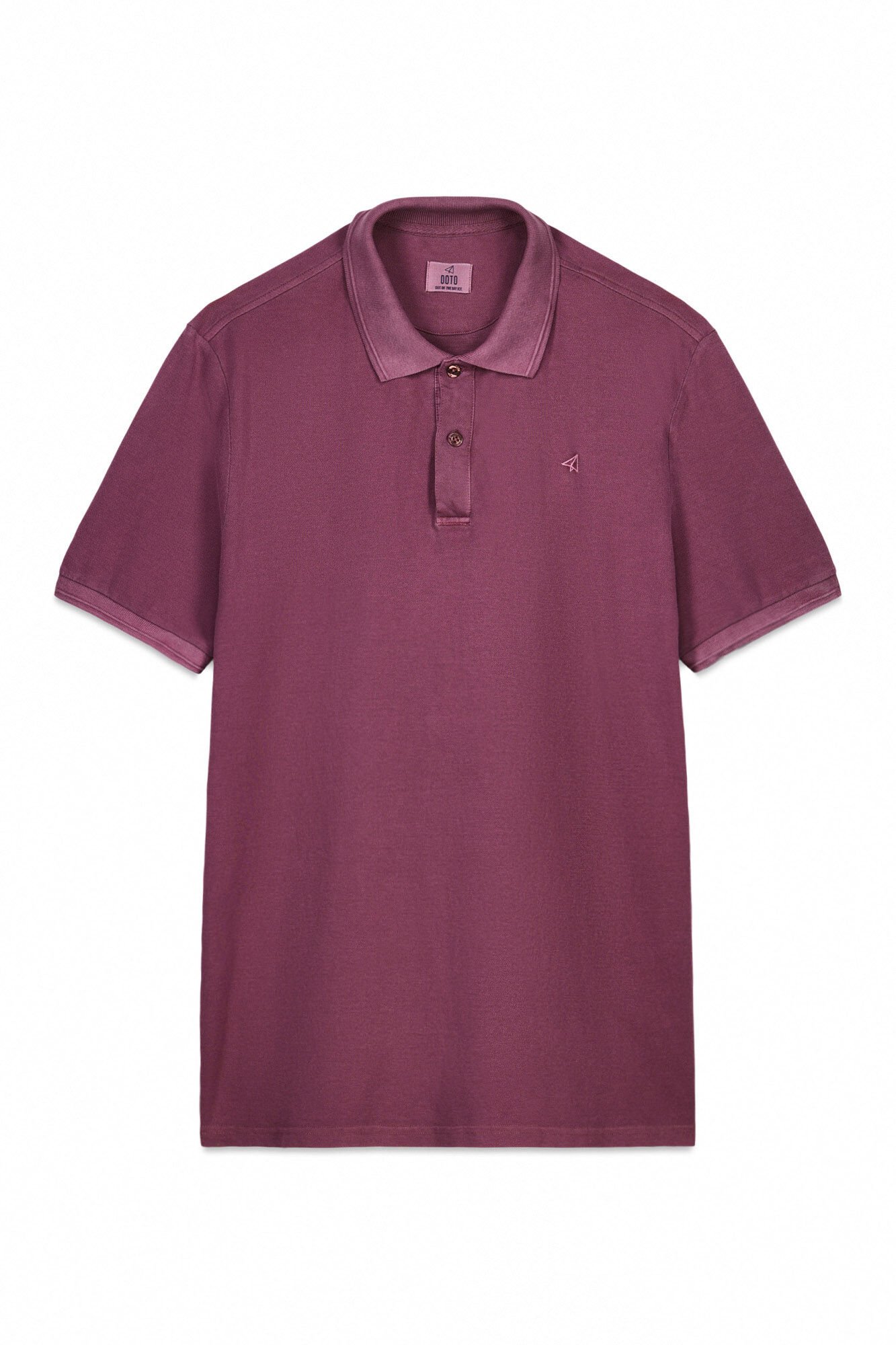 OOTO Camisa polo piqu&eacute; lavada com bordado de avi&atilde;o