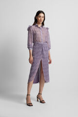 Silbon Saia midi estampado Ikat com abertura Roxo