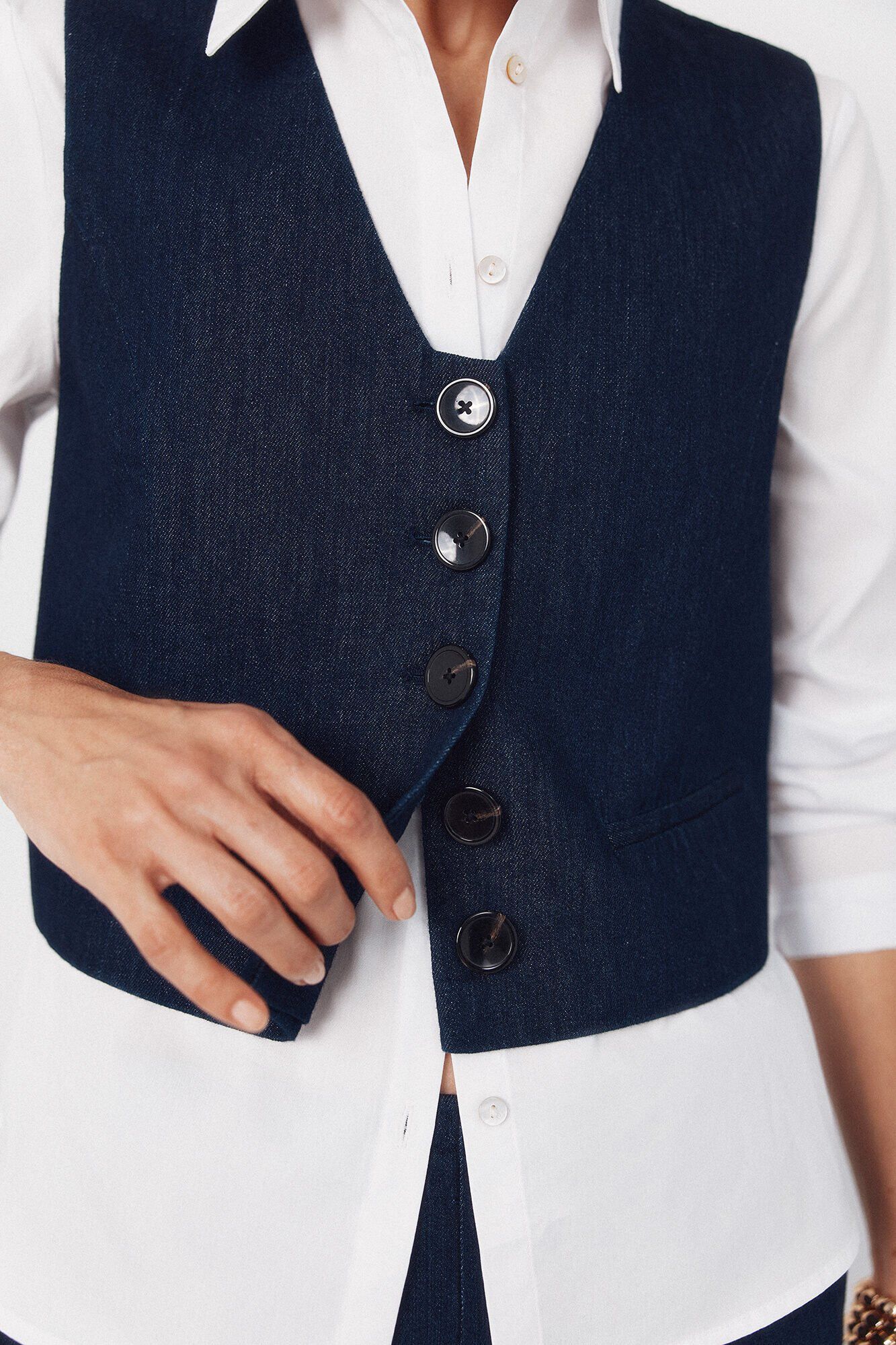 Cortefiel Tailored denim vest Blue