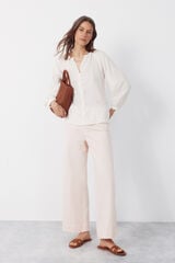 Cortefiel Embroidered blouse Ivory