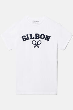 Cortefiel Silbon racket T-shirt White