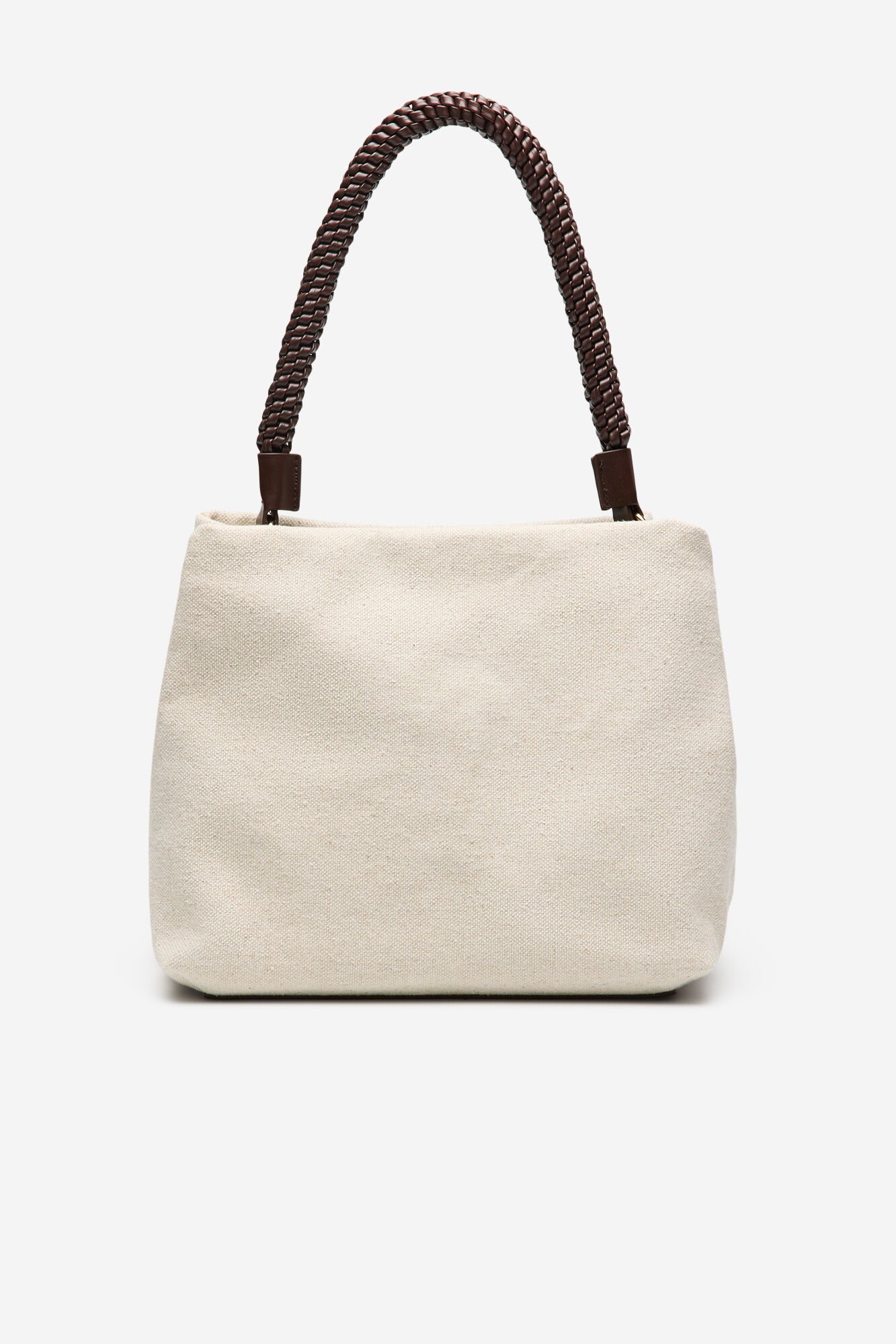 Cortefiel Raffia bag with braided strap Beige
