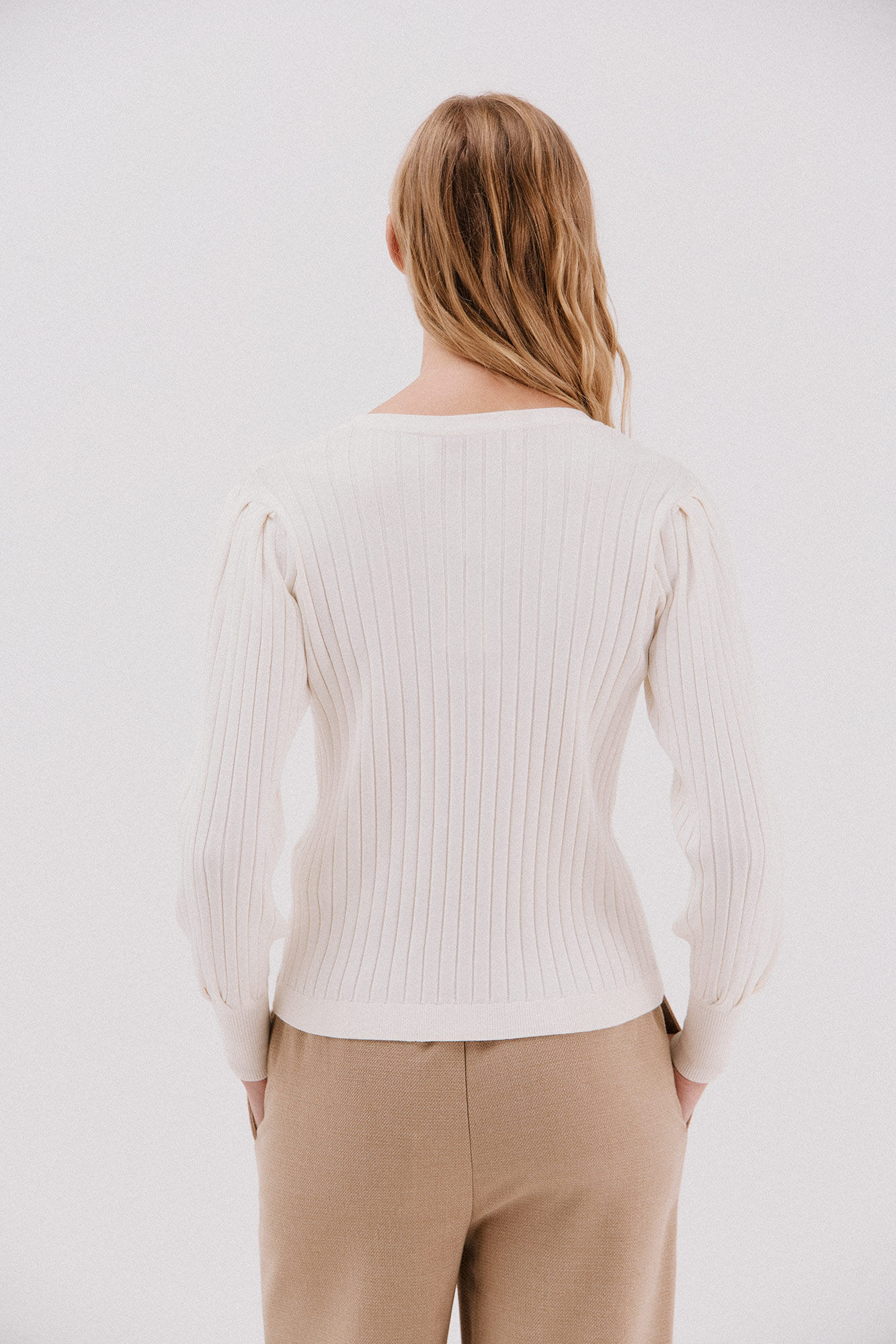 Cortefiel V-neck jumper with buttons White