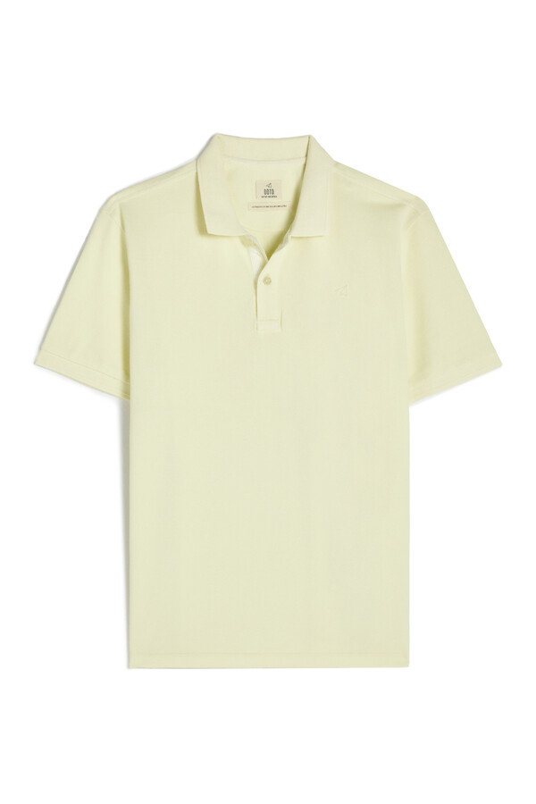 Cortefiel Washed piqué plane embroidered polo shirt Yellow