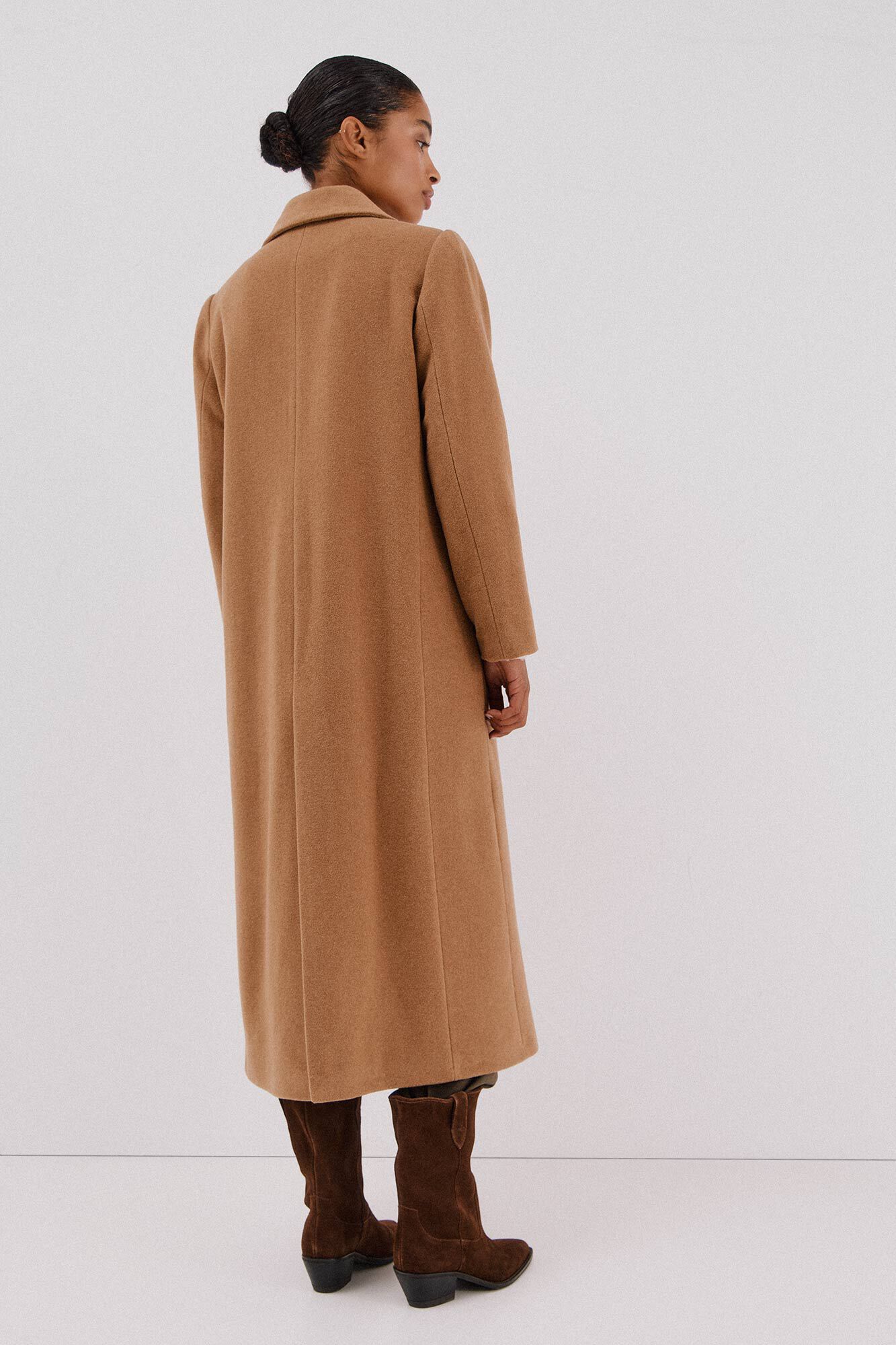 Cortefiel Long coat Italian fabric Beige