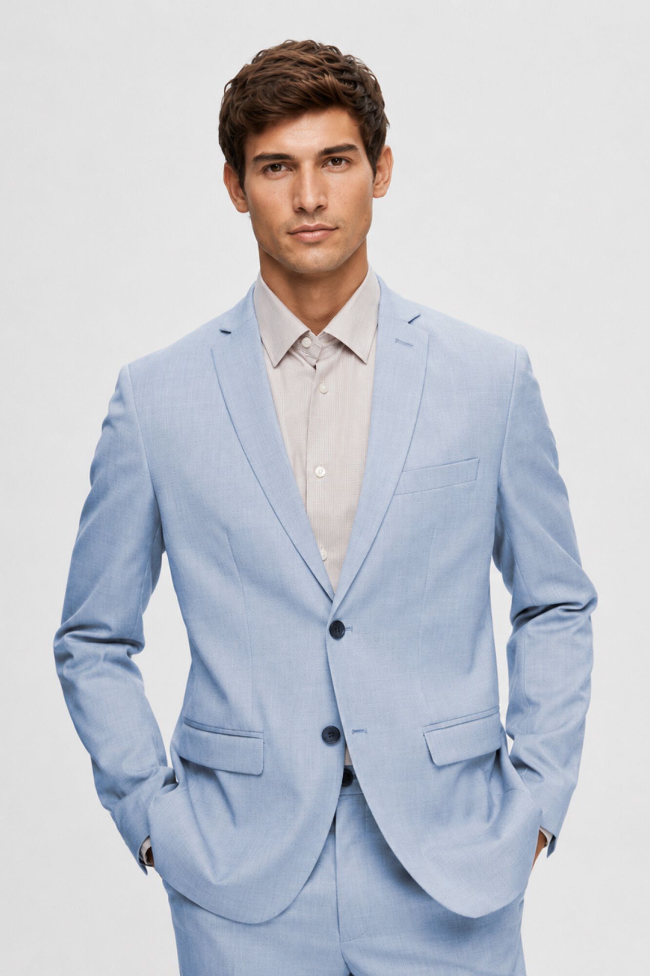 Selected Slim fit suit jacket made from recycled materials. Blue