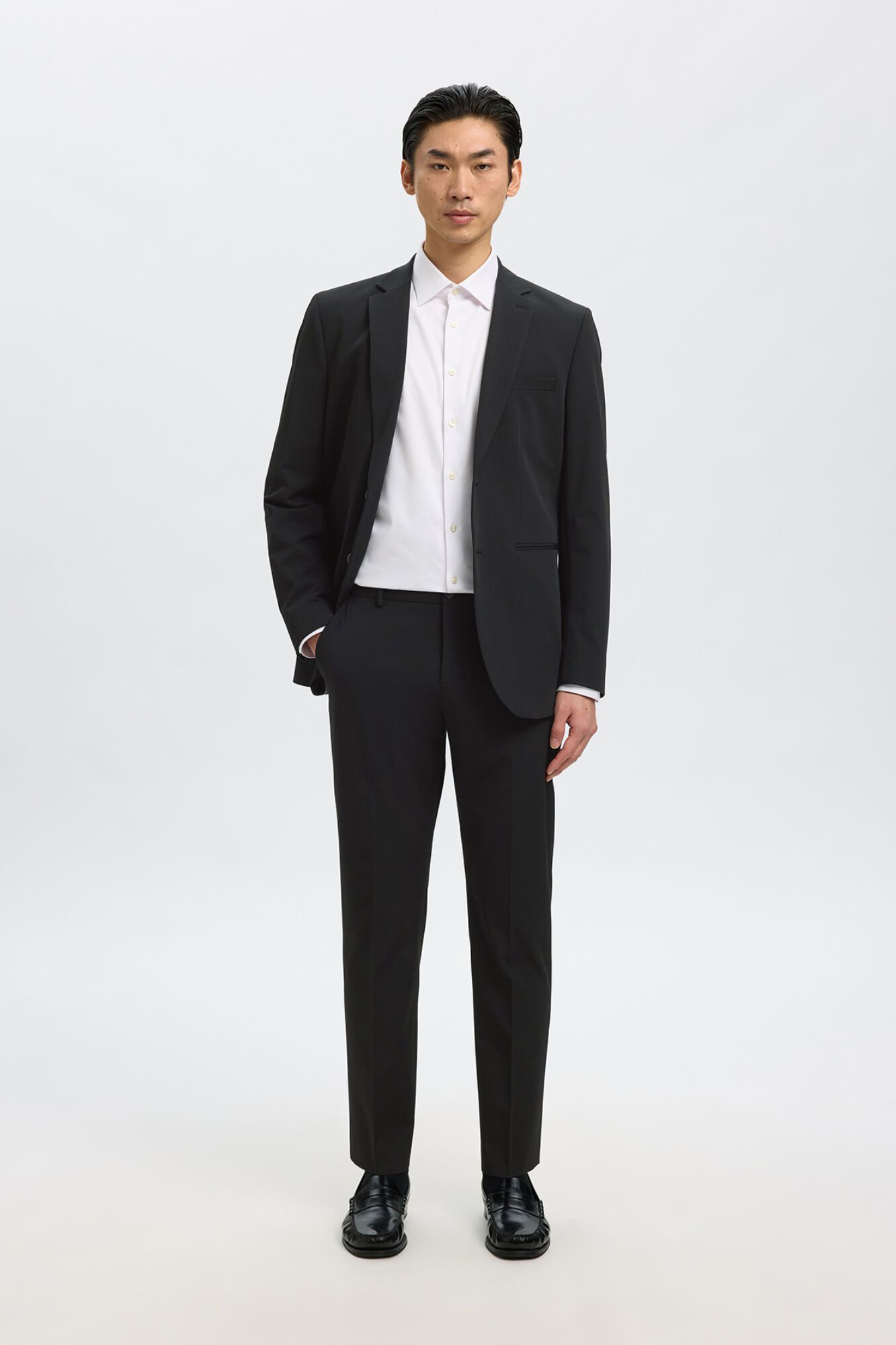 Selected Cal&ccedil;a de alfaiataria Slim Fit Preto