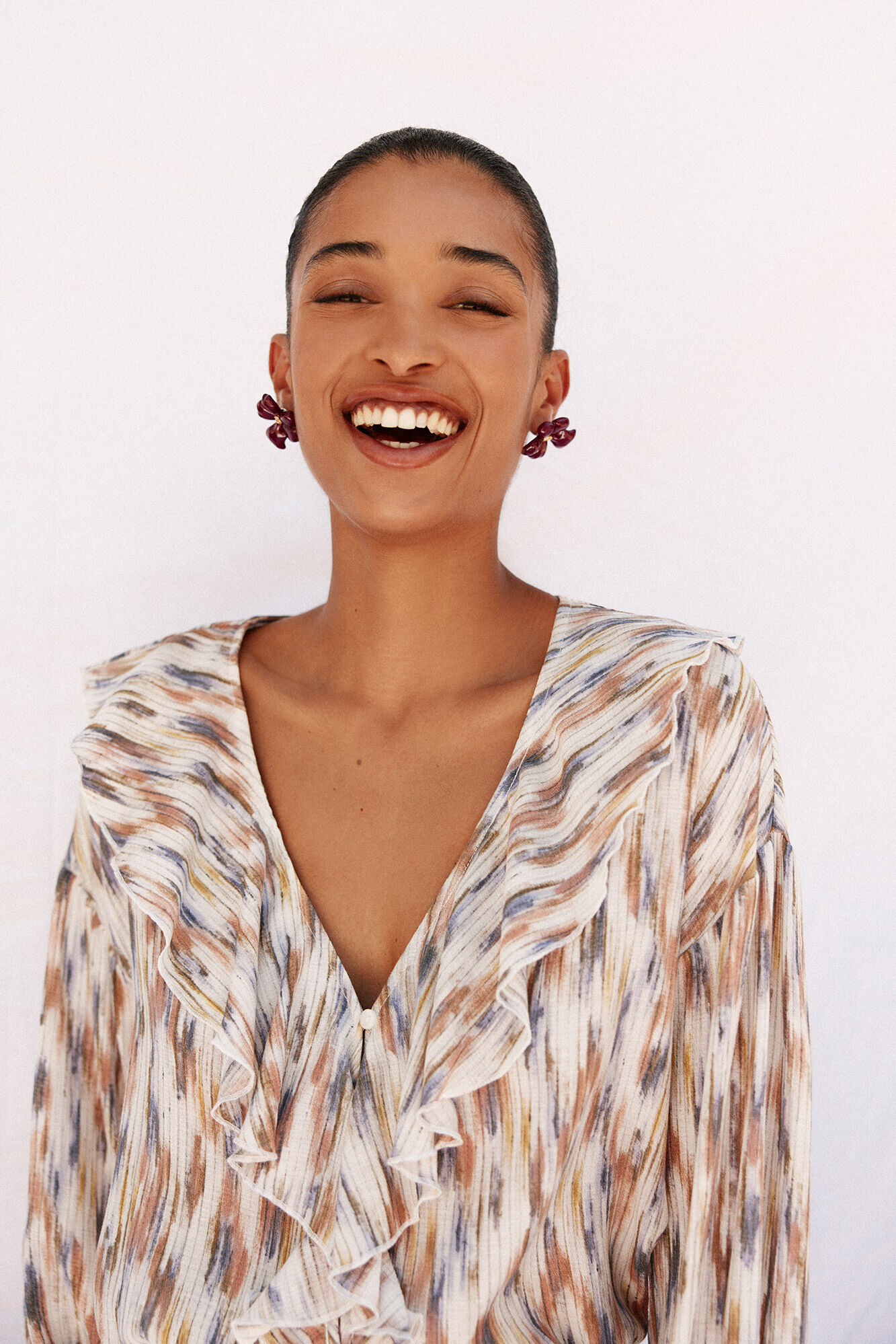 Cortefiel Ruffled printed blouse Multicolour