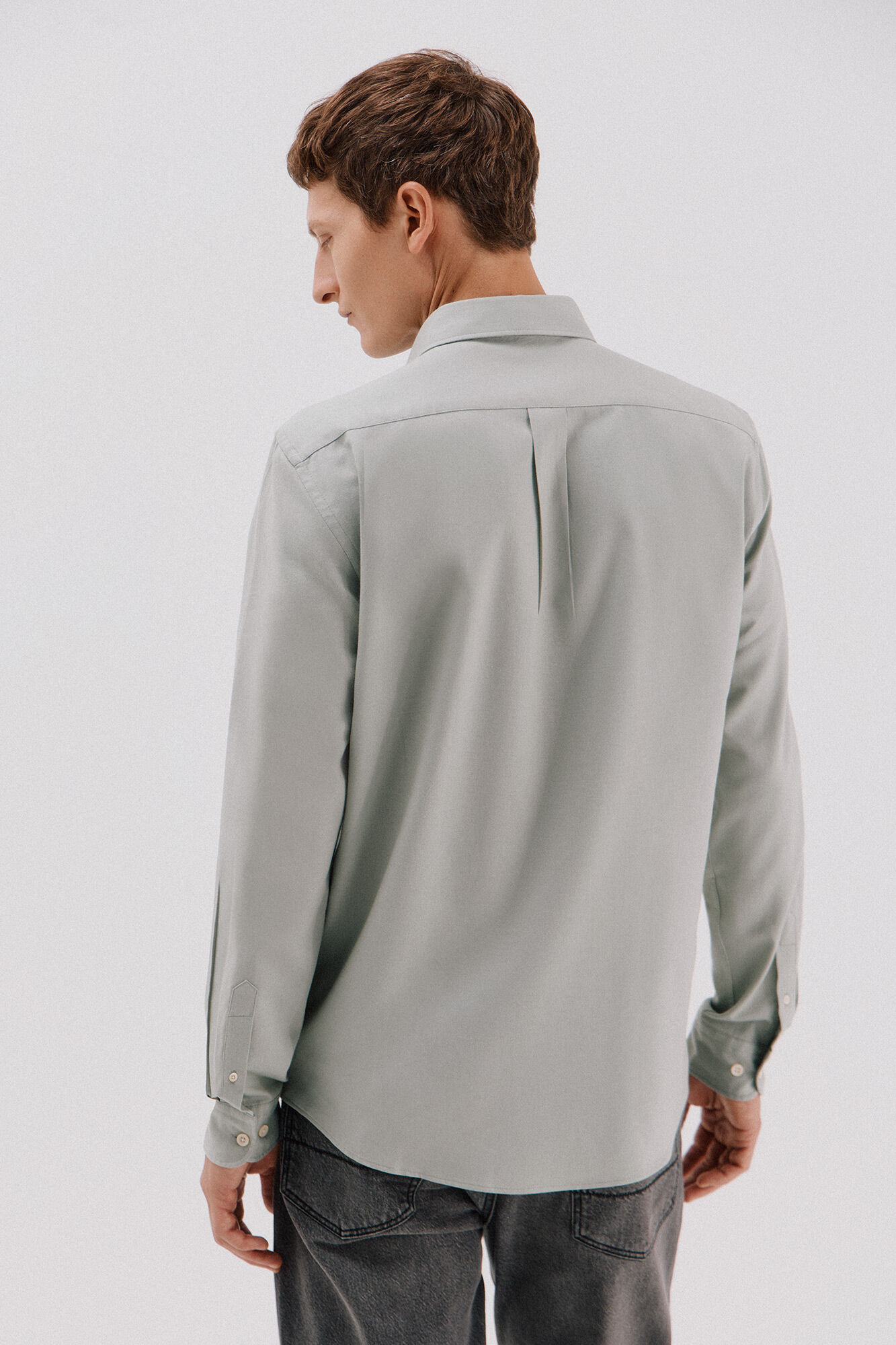 Cortefiel Camisa gabardina Tencel Kaki