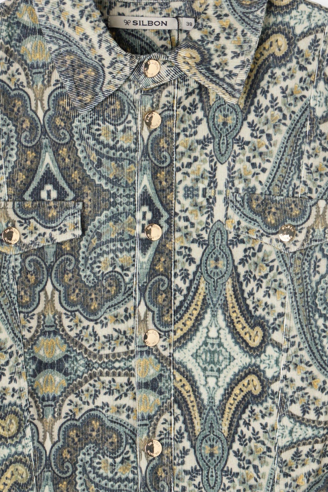 Silbon Macac&atilde;o de veludo cotel&ecirc; com estampado de caxemira Verde