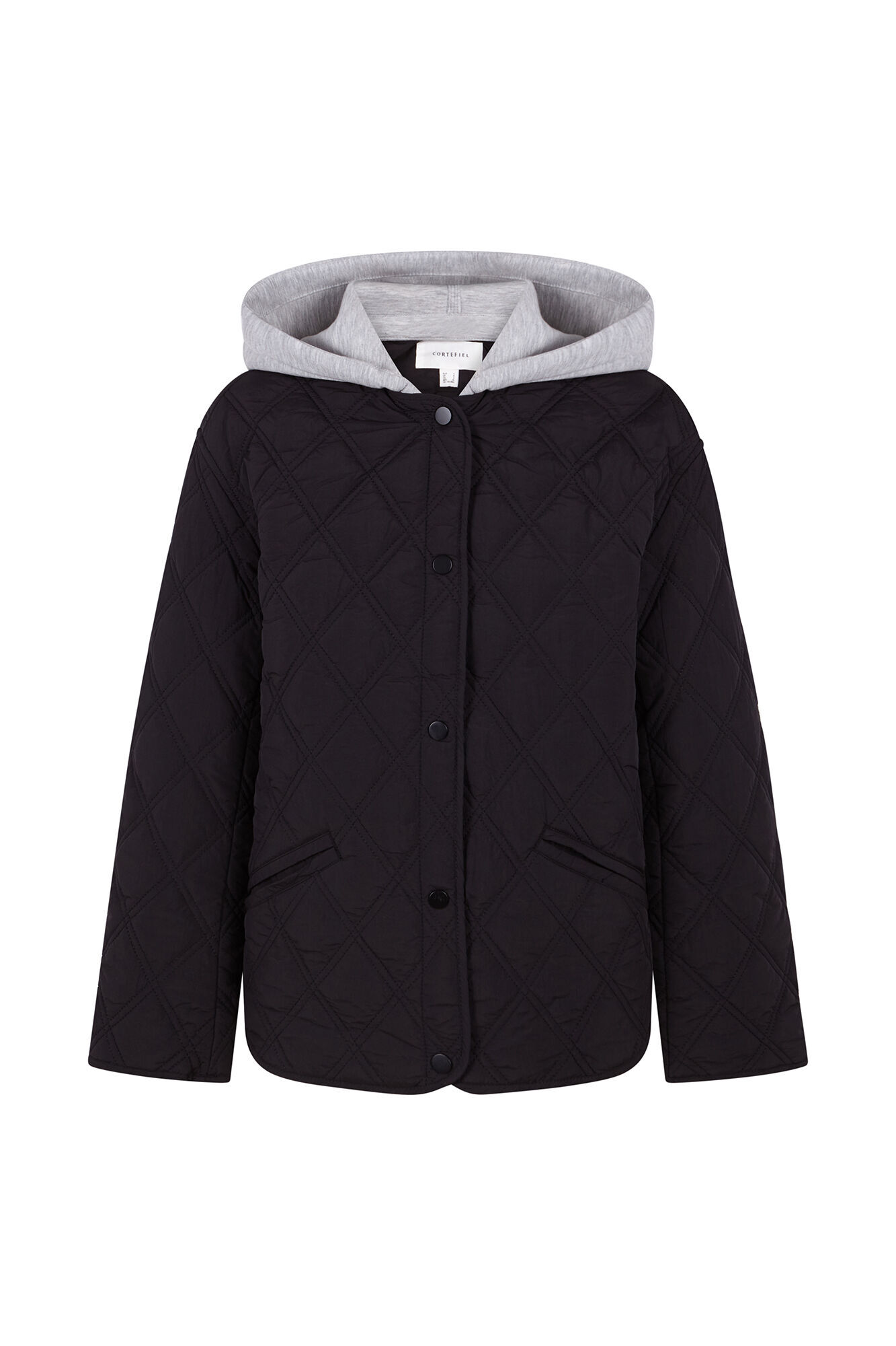 Cortefiel Short hood sweatshirt anorak Black