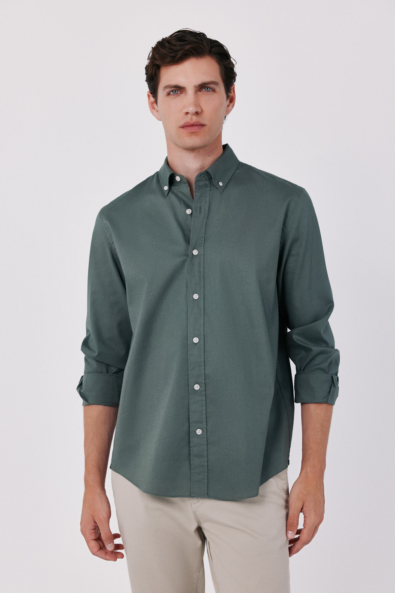 Cortefiel Camisa lisa em oxford leve