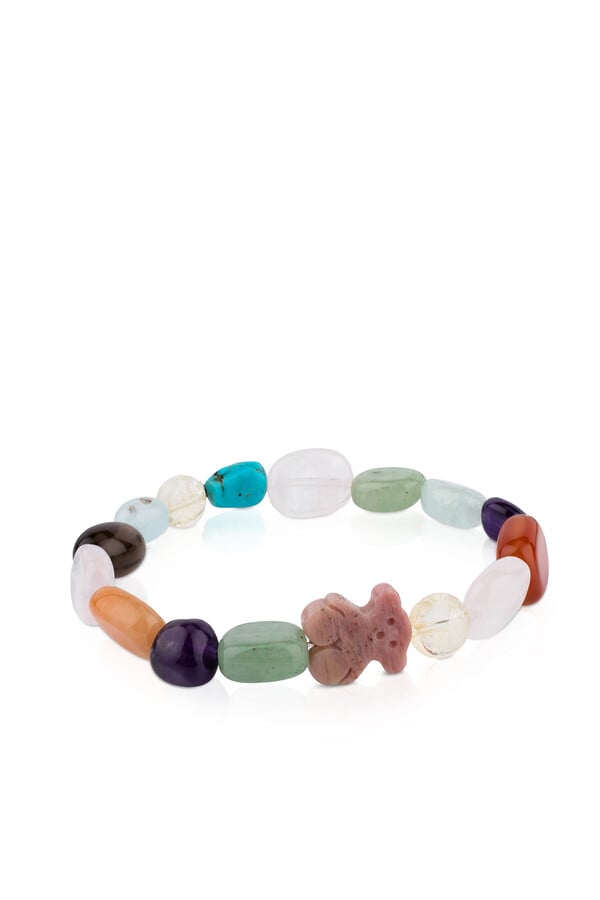 Cortefiel TOUS Color silver bracelet with gemstones and rhodonite bear Grey