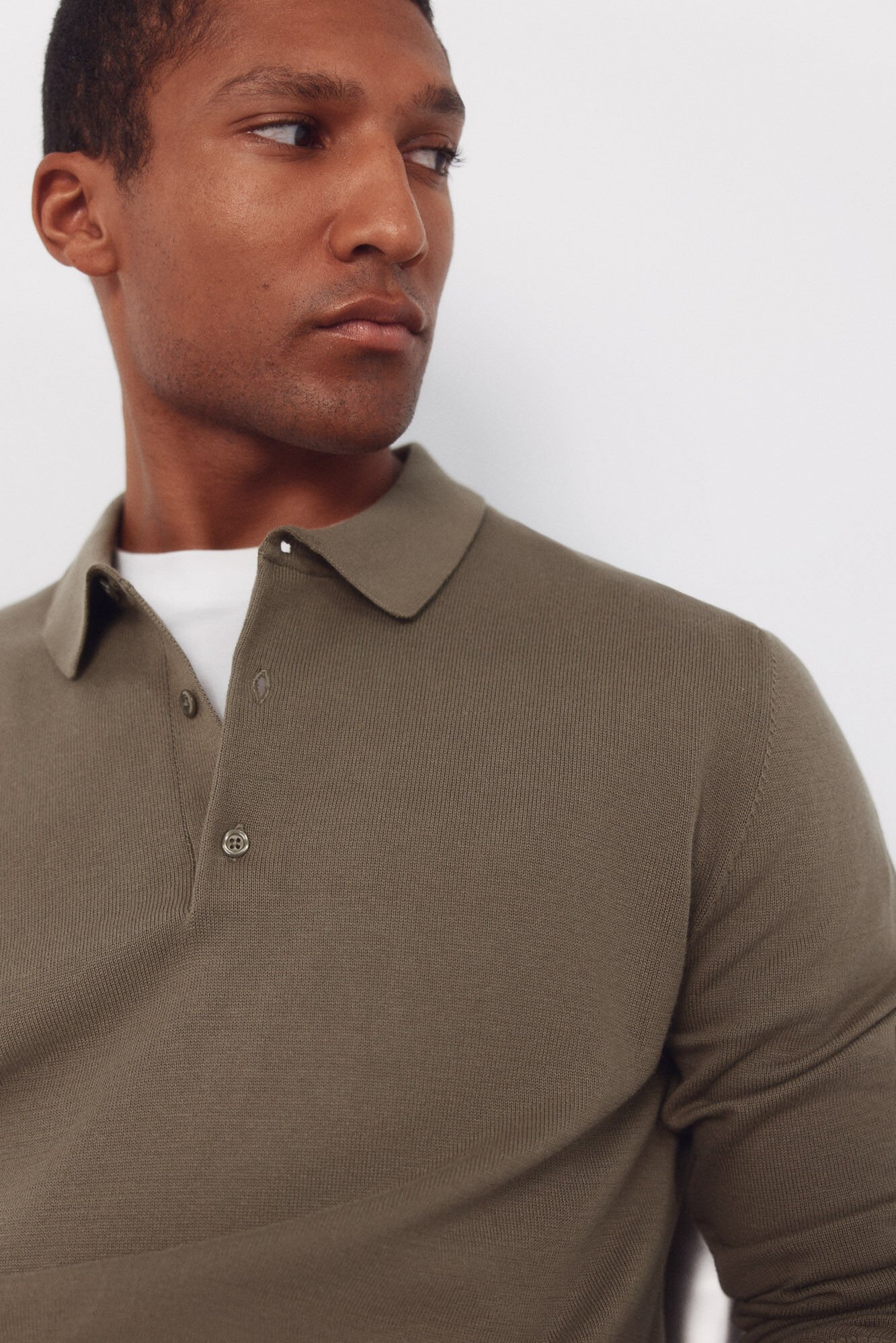 Cortefiel Camisa polo de algod&atilde;o de manga manga comprida