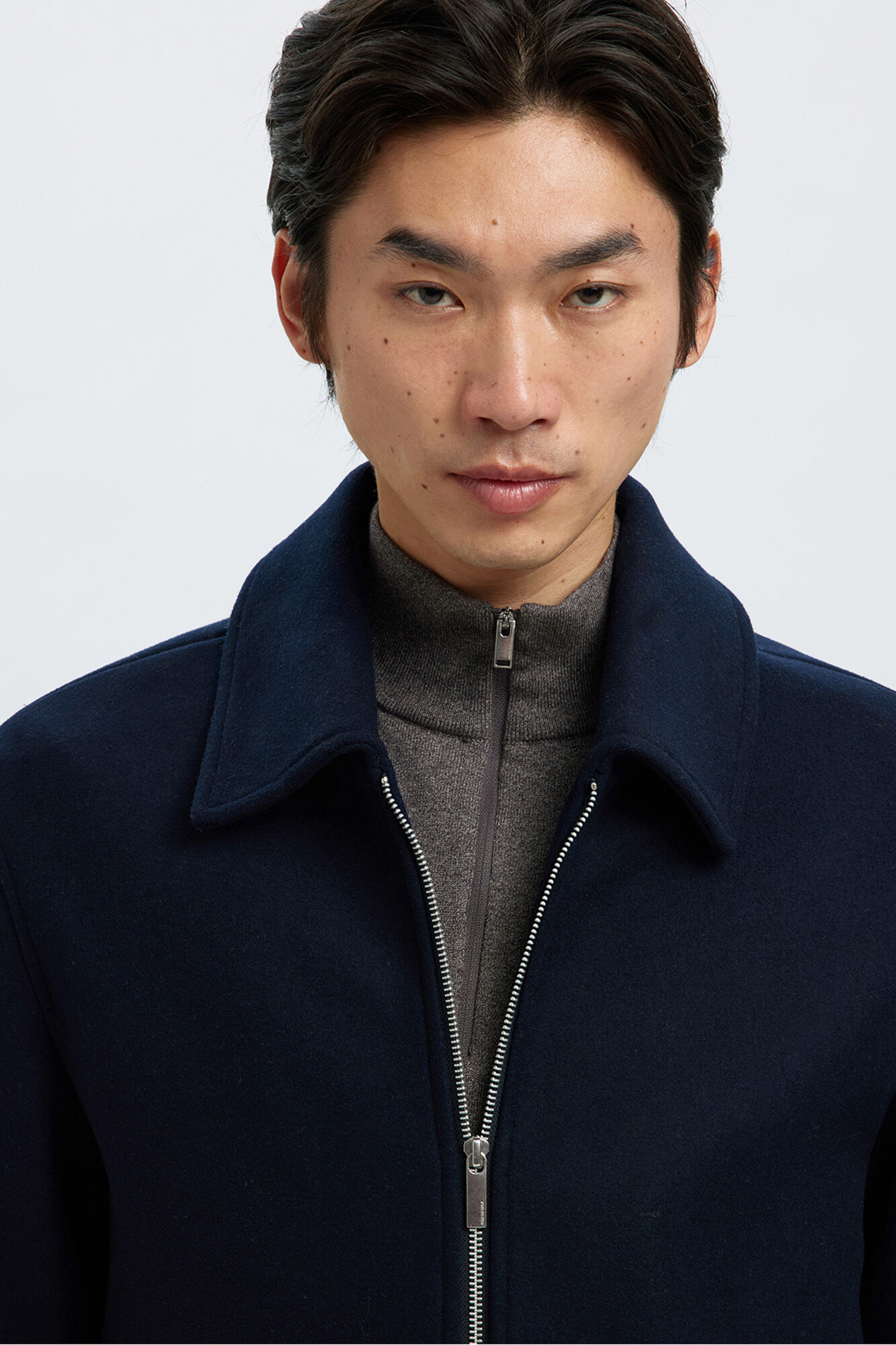 Selected Blus&atilde;o curta de l&atilde; com fecho-&eacute;clair