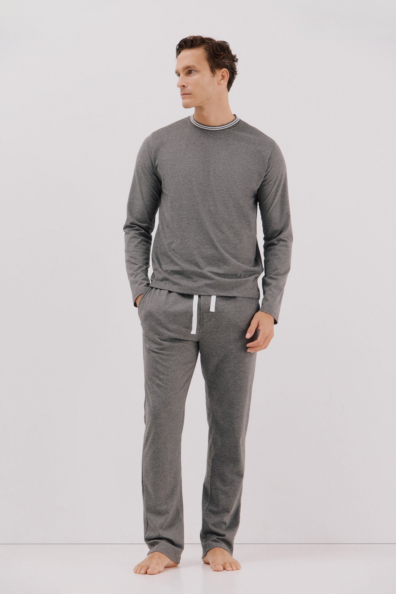 Cortefiel Jersey-knit pyjama set Dark grey