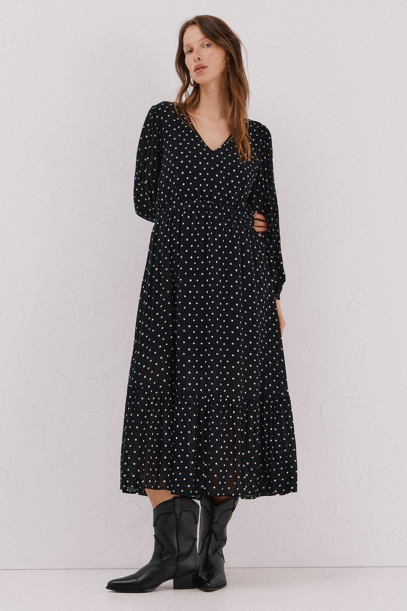 Cortefiel Printed dress Black