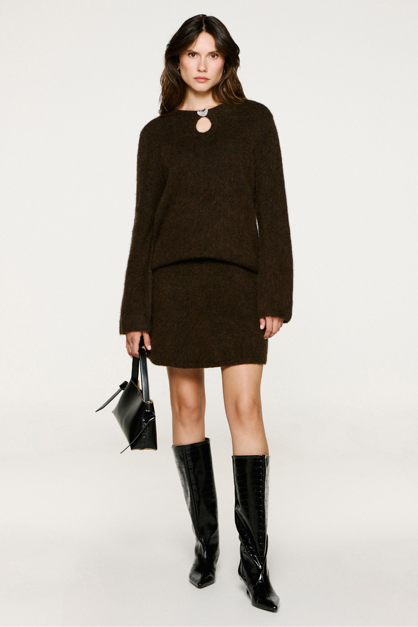 Selected Camisola com detalhes met&aacute;licos em l&atilde; e alpaca