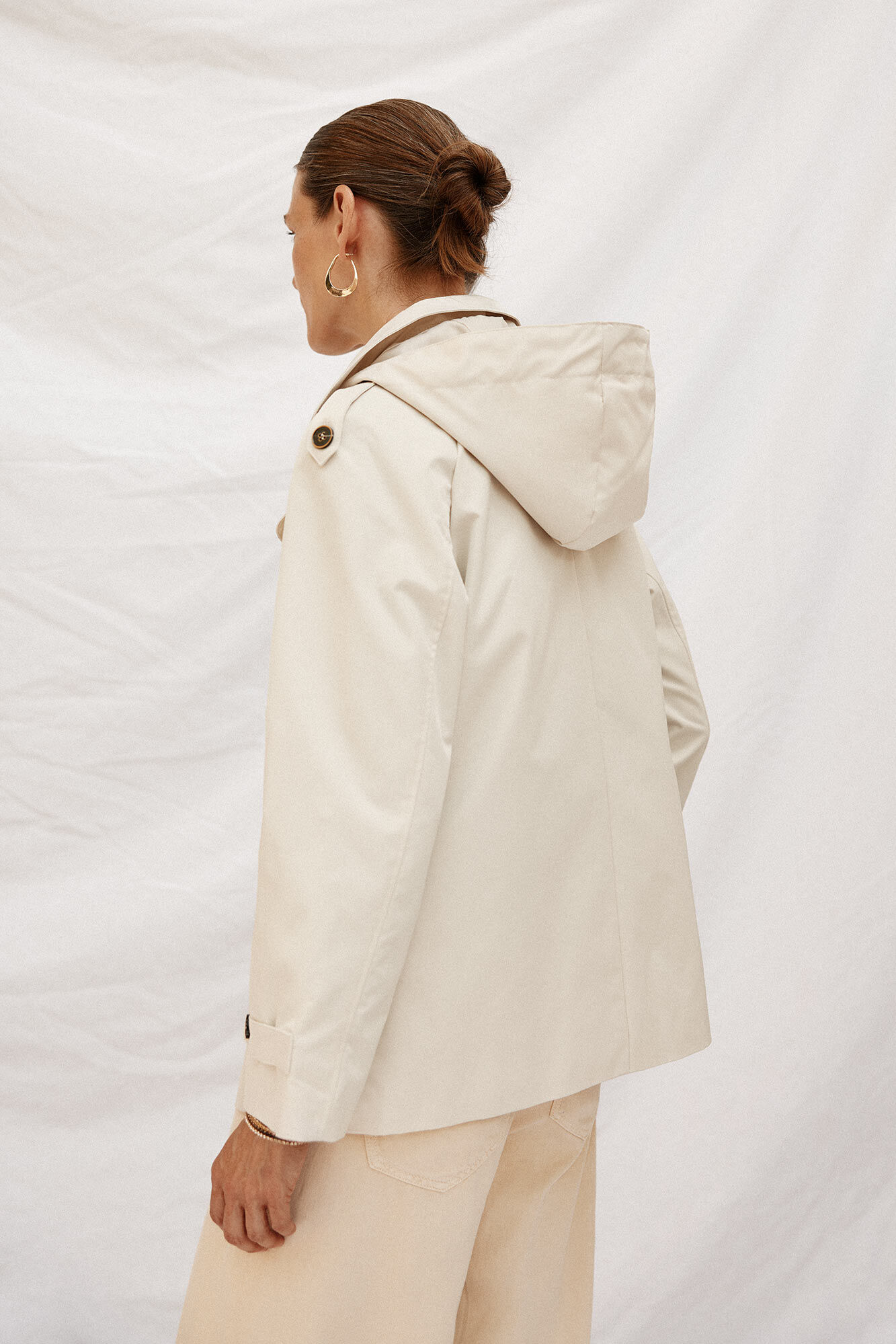 Cortefiel Short flared trench coat Nude