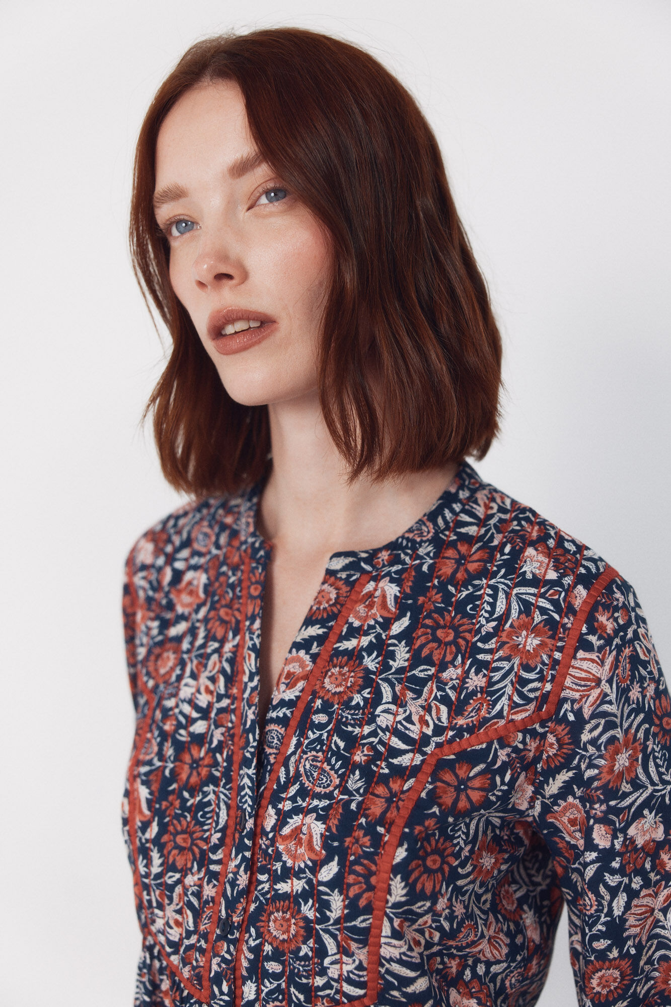 Cortefiel Padded mandarin blouse