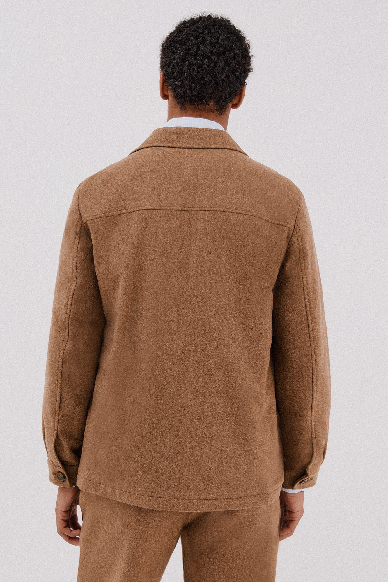 Cortefiel Sobrecamisa de l&atilde; de camelo Castanho